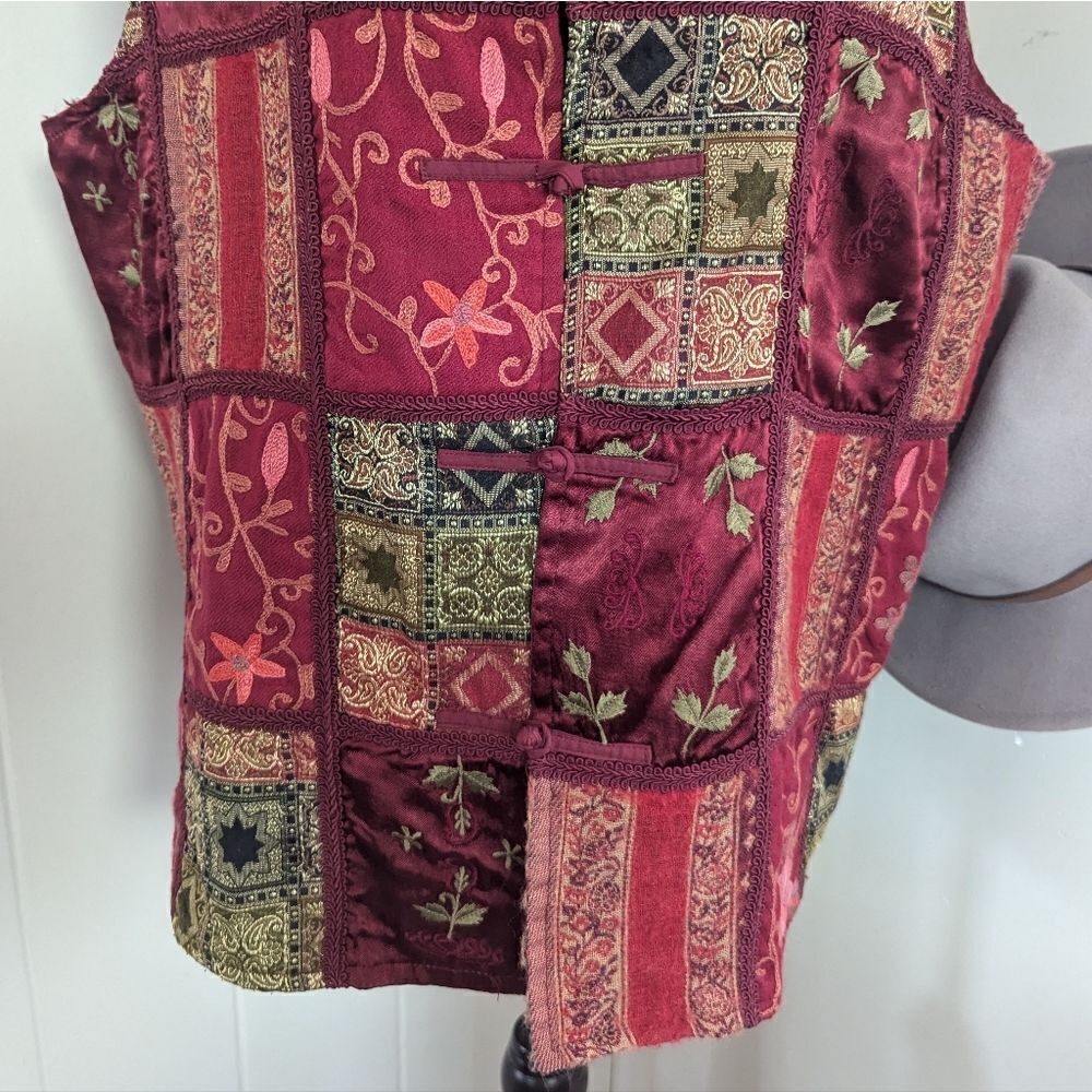 Vtg Coldwater Creek Patchwork Wool Embroidered Ve… - image 4